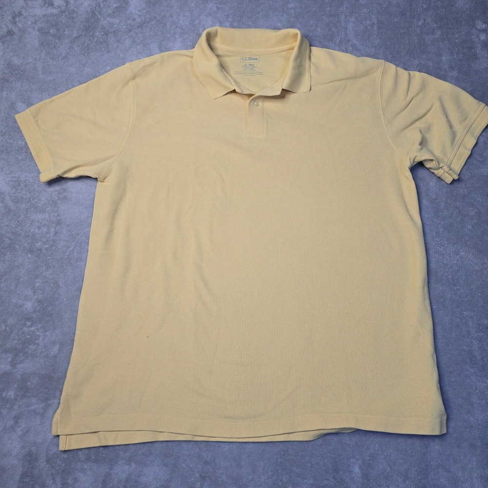 L.L. Bean Polo Shirt Men XL Tall Yellow Cotton Pique Short Sleeve Classic Preppy
